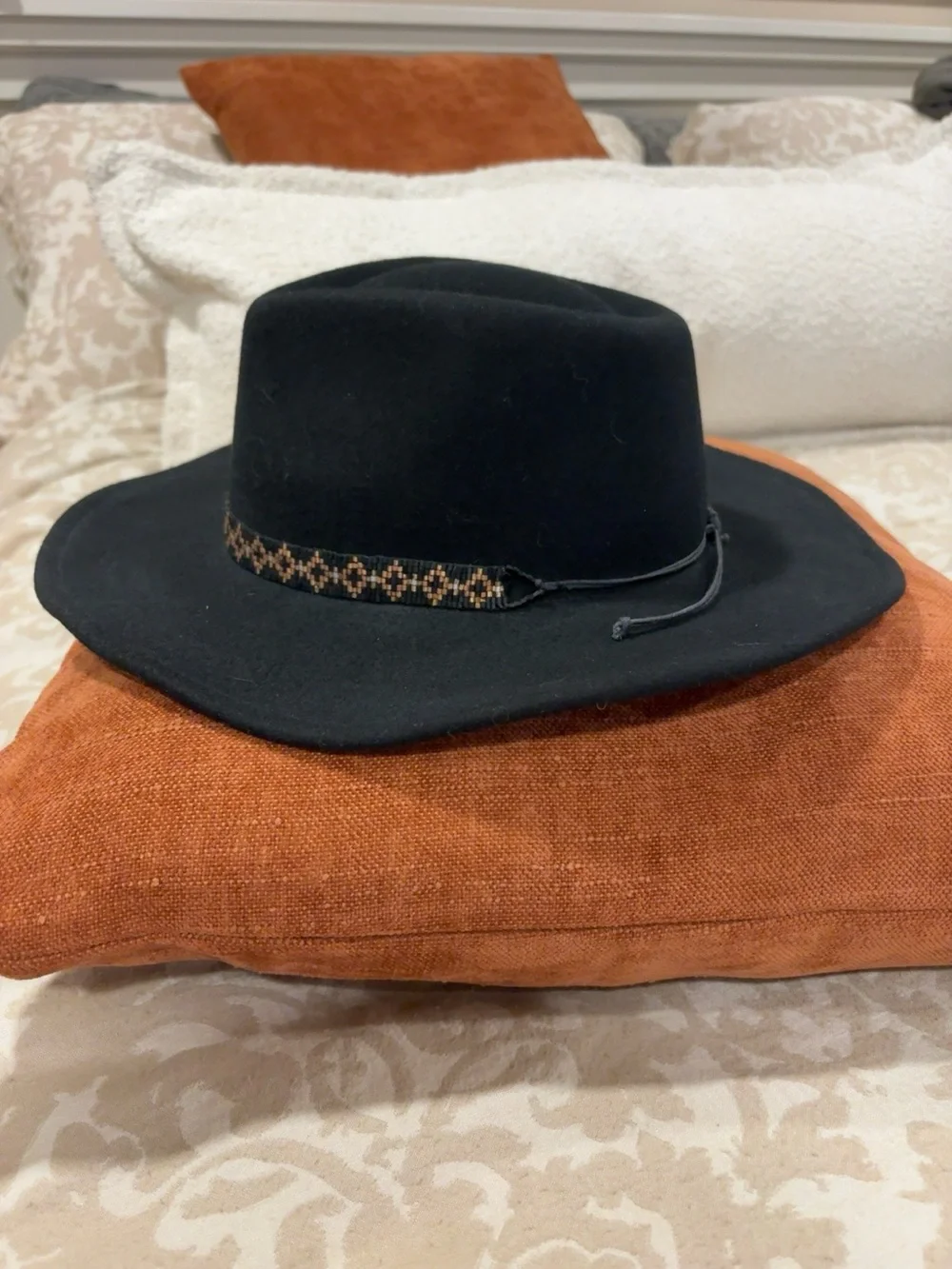 Nikki Beach Electra Black Wool Western Hat UPF 50+ Adjustable NWT